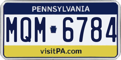 PA license plate MQM6784