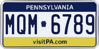 PA license plate MQM6789