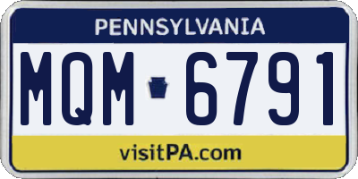 PA license plate MQM6791