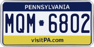 PA license plate MQM6802