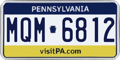 PA license plate MQM6812