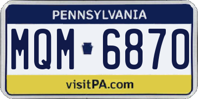 PA license plate MQM6870