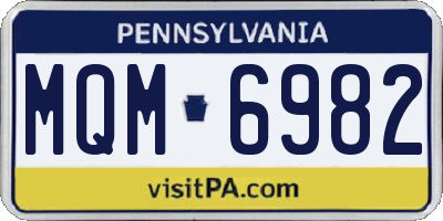 PA license plate MQM6982