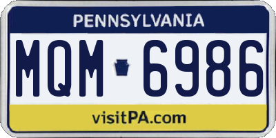 PA license plate MQM6986