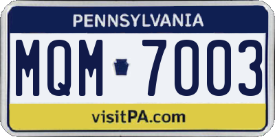 PA license plate MQM7003