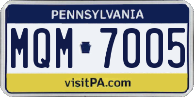 PA license plate MQM7005