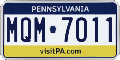 PA license plate MQM7011