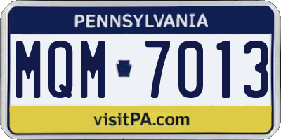 PA license plate MQM7013