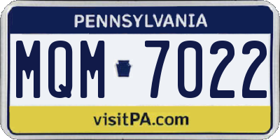 PA license plate MQM7022