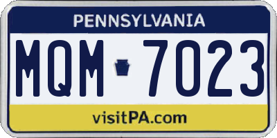 PA license plate MQM7023