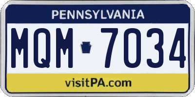 PA license plate MQM7034
