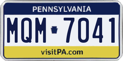 PA license plate MQM7041
