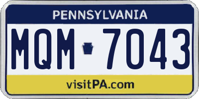 PA license plate MQM7043