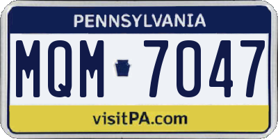 PA license plate MQM7047