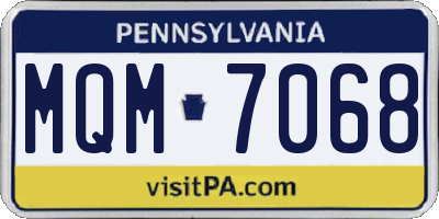 PA license plate MQM7068