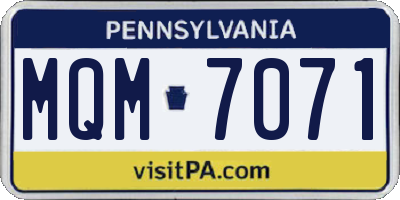 PA license plate MQM7071