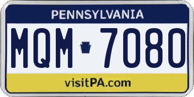 PA license plate MQM7080