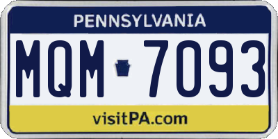 PA license plate MQM7093