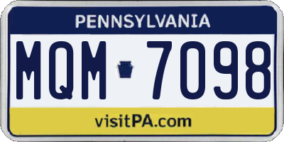 PA license plate MQM7098