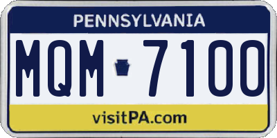 PA license plate MQM7100