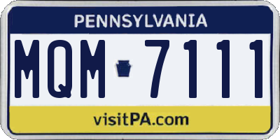 PA license plate MQM7111