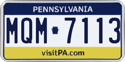 PA license plate MQM7113