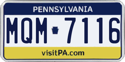 PA license plate MQM7116