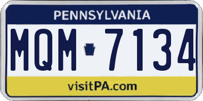 PA license plate MQM7134