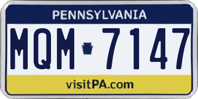 PA license plate MQM7147
