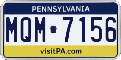PA license plate MQM7156