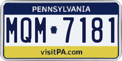 PA license plate MQM7181