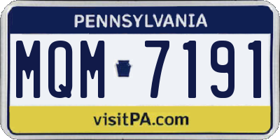 PA license plate MQM7191