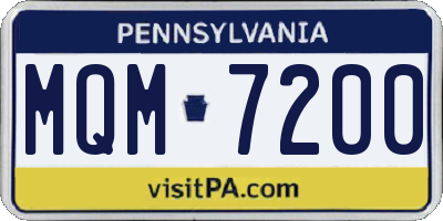 PA license plate MQM7200