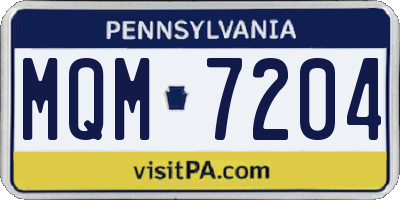 PA license plate MQM7204