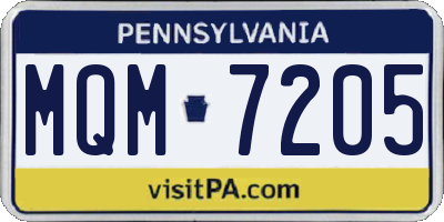 PA license plate MQM7205