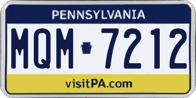 PA license plate MQM7212