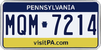 PA license plate MQM7214