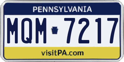 PA license plate MQM7217