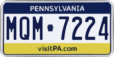 PA license plate MQM7224