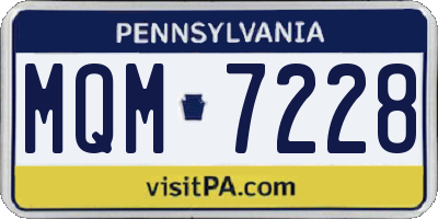 PA license plate MQM7228