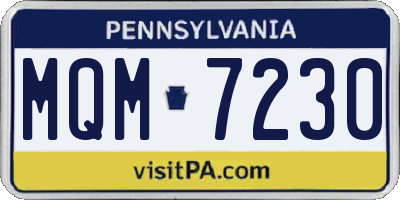 PA license plate MQM7230