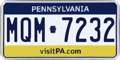PA license plate MQM7232