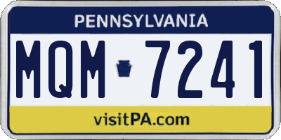 PA license plate MQM7241
