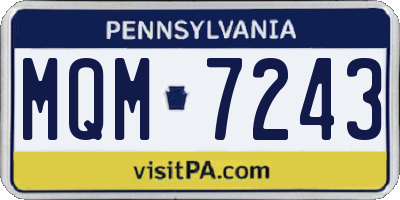 PA license plate MQM7243