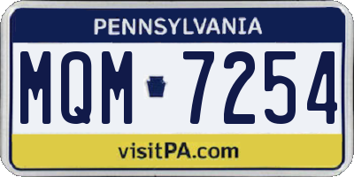 PA license plate MQM7254