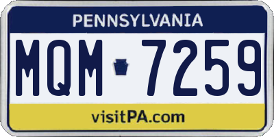 PA license plate MQM7259