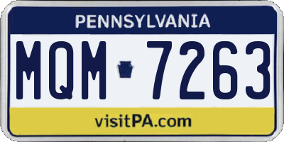 PA license plate MQM7263