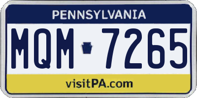 PA license plate MQM7265