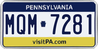 PA license plate MQM7281
