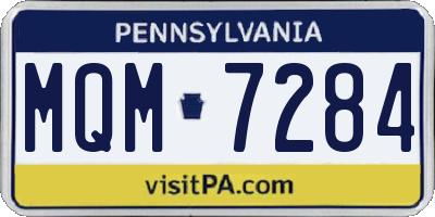 PA license plate MQM7284